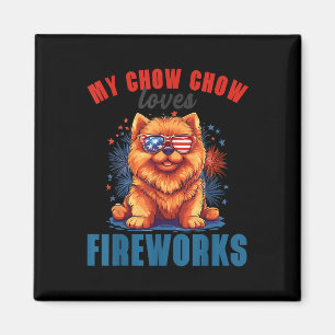 Mein Chow Chow liebt Feuerwerk 4. Juli Patriotisch Magnet
