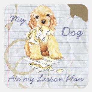 Mein Cocker Spaniel Ate My Lessingplan Quadratischer Aufkleber