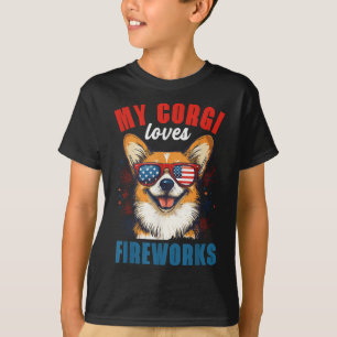 Mein Corgi Lieben Feuerwerk 4. Juli Patriotischer  T-Shirt