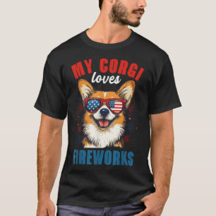Mein Corgi Lieben Feuerwerk 4. Juli Patriotischer  T-Shirt