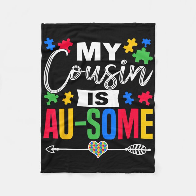 Mein Cousin ist ein "Au-some Autismus Awareness Mo Fleecedecke (Vorderseite)