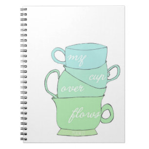 mein Cup überfließt psalm 23 blauen Tasse Abbildun Notizblock