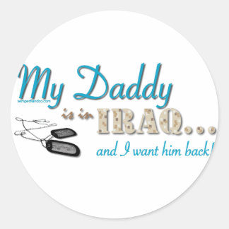Mein Daddy ist im Irak (blau) Runder Aufkleber