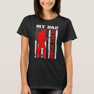 Mein Daddy ist mein Held USA Flag Feuerwehrmann D T-Shirt