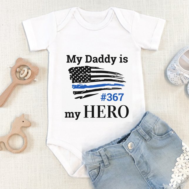 Mein Daddy ist meine Helden-Thin-Blue-Line-Polizei Baby Strampler (Von Creator hochgeladen)