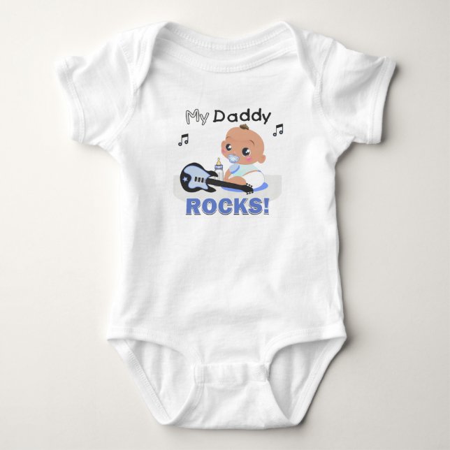 Mein Daddy Rocks Blue African Guitar Säugling Stra Baby Strampler (Vorderseite)