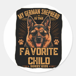 Mein Deutscher Schäferhund ist das Lieblingskind S Runder Aufkleber