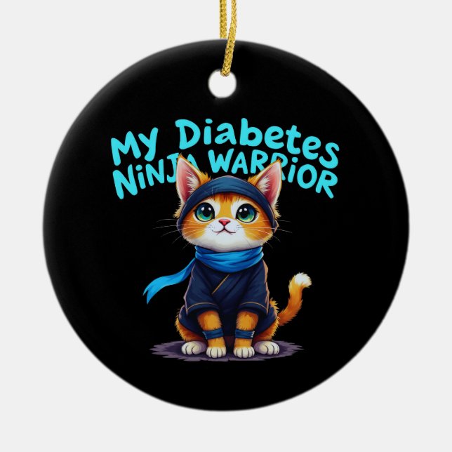 Mein Diabetes Ninja Krieger steht fest Keramik Ornament (Vorne)