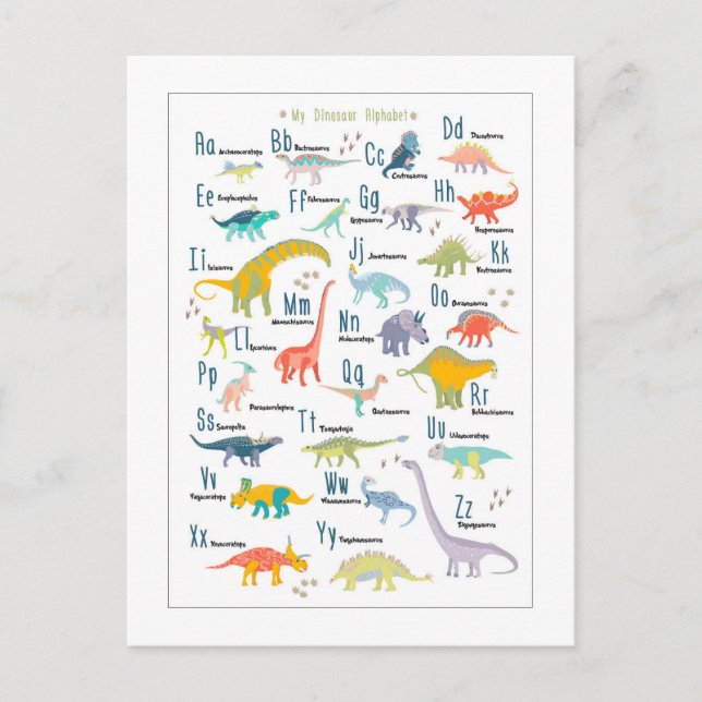 Mein Dinosaur Alphabet Postkarte (Vorderseite)