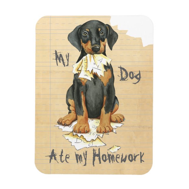 Mein Doberman Ate Meine Hausaufgaben Magnet (Vertikal)