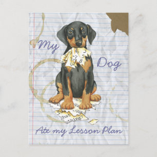 Mein Doberman Ate My Lessingplan Postkarte