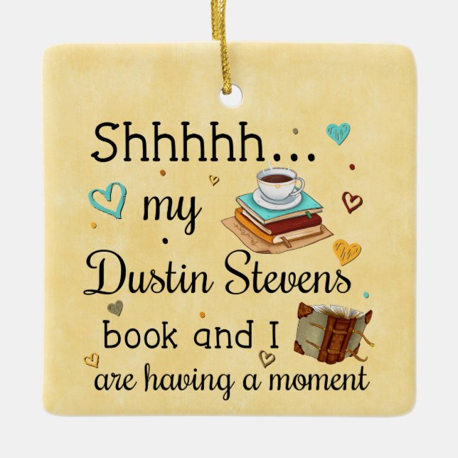 Mein Dustin Stevens Buch und ich haben einen Momen Keramikornament (Vorderseite)