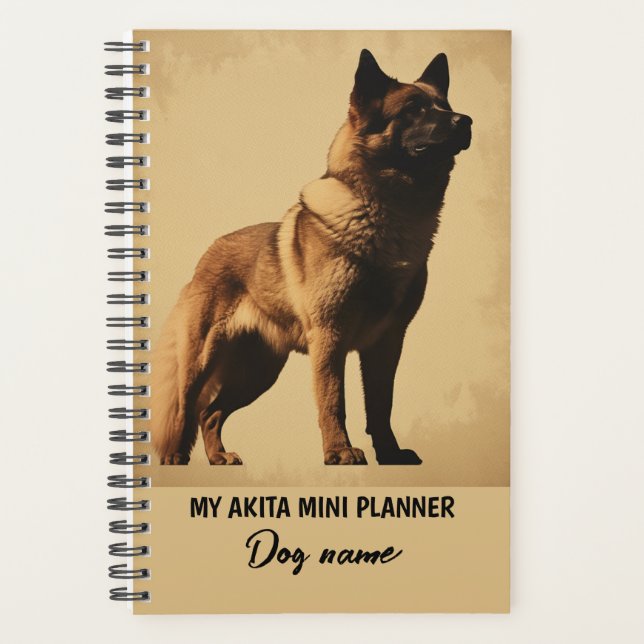 Mein eigener Hundename Akita Portrait Planer (Vorderseite)
