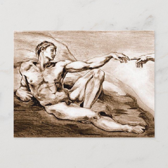 Mein eigener Zeichn von Michelangelos Adam Postkarte (Vorderseite)
