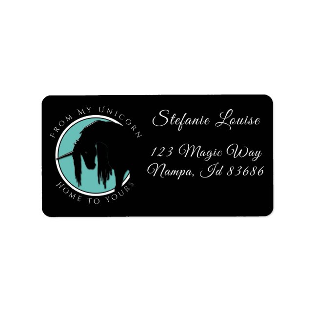 Mein Einhorn (Aquamarin) Adressaufkleber (Vorne)
