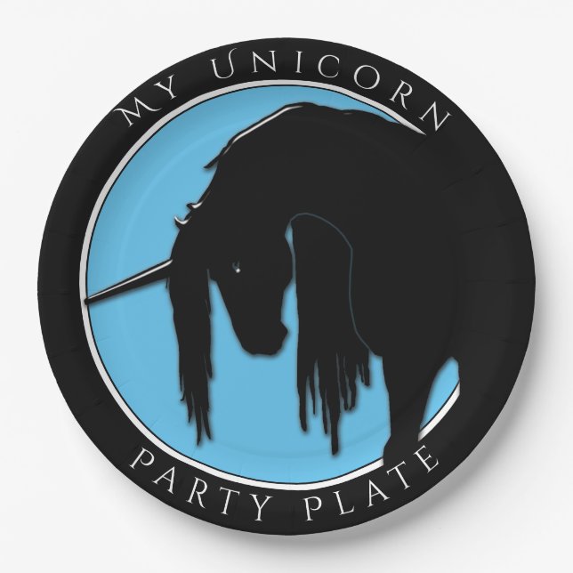 Mein Einhorn-Party (hellblau) Pappteller (Vorderseite)