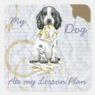 Mein englischer Cocke Ate My Lesson Square Sticker