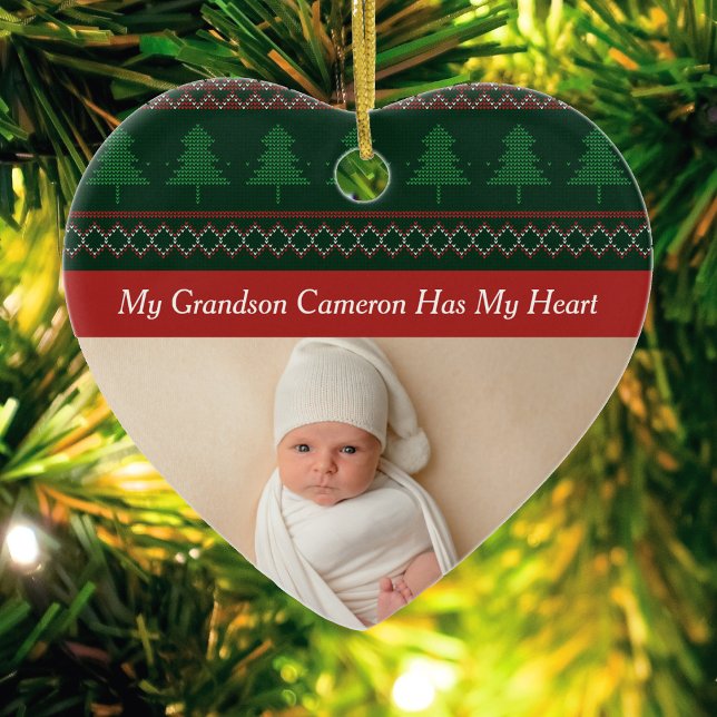 Mein Enkel hat mein Herz Weihnachten Foto Oma Oma Keramik Ornament (Von Creator hochgeladen)