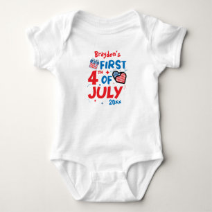 Mein erster 4. Juli 2021 personalisierter Name & J Baby Strampler