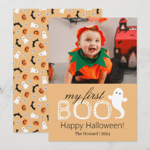 Mein erster Boo! Spookes Niedliches Halloween-Foto Feiertagskarte