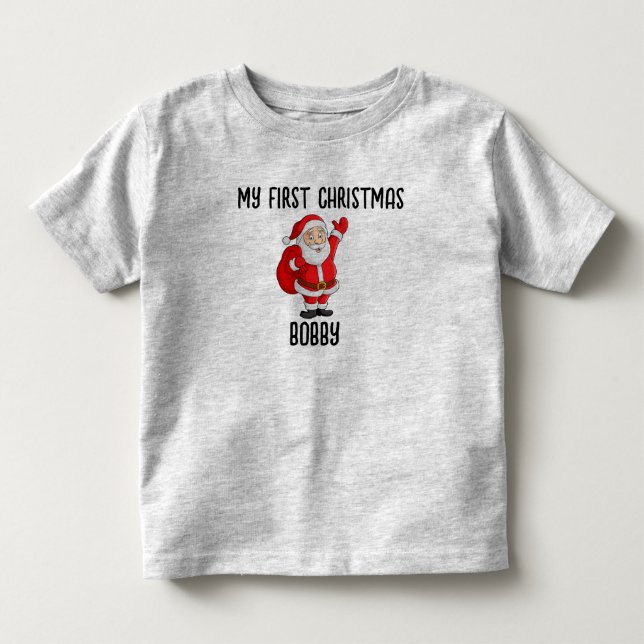 MEIN ERSTER CHRISTMAS SANTA CLAUS HINZUFÜGEN NAME  KLEINKIND T-SHIRT (Vorderseite)