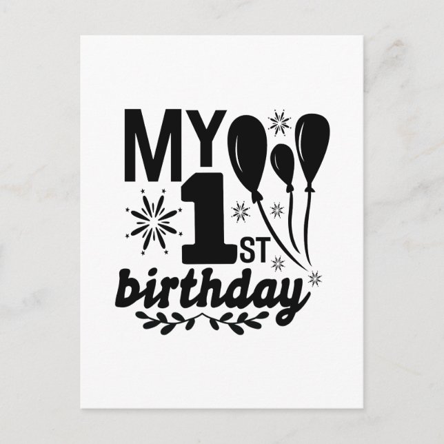 Mein erster Geburtstag! Baby!! Einladungspostkarte (Vorderseite)