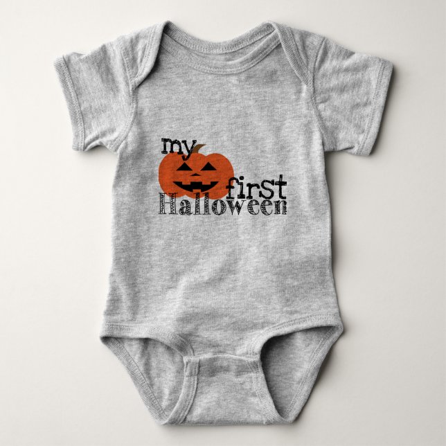 Mein erster Halloween-Kürbis-Spielanzug Baby Strampler (Vorderseite)