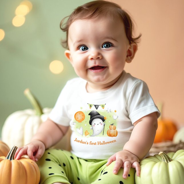 Mein erster Halloween Name Niedlich Ghost Baby T-shirt (My first Halloween Name Cute Ghost Baby T-Shirt)