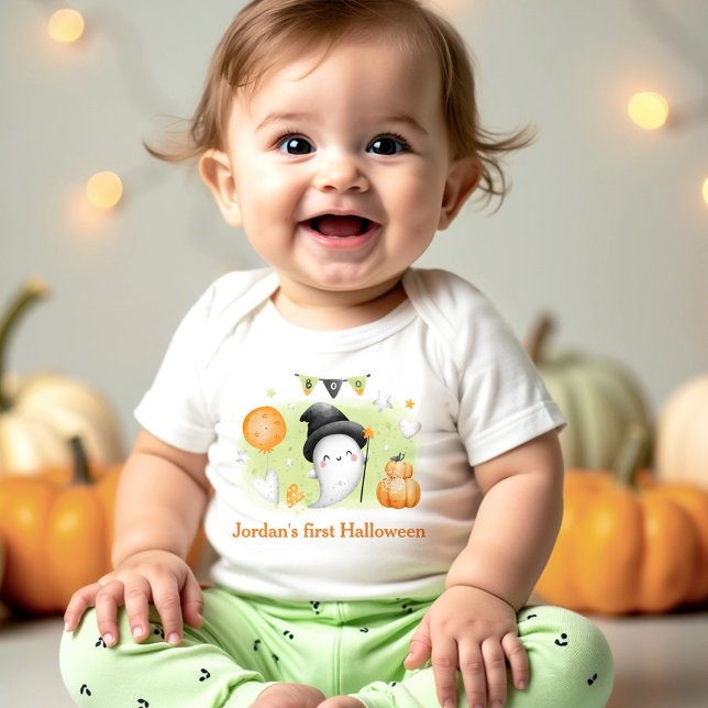 Mein erster Halloween-Niedlicher Ghost-Name Baby Strampler (My first Halloween Cute Ghost Name Baby Bodysuit)