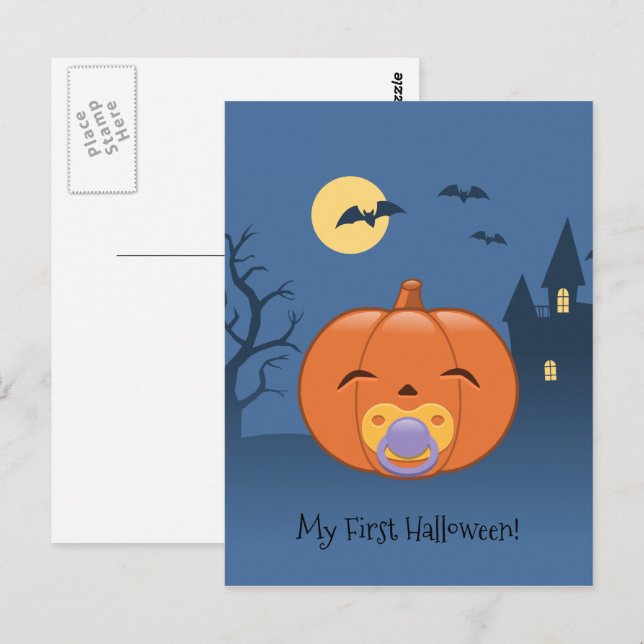 Mein erster Halloween-Schnuller Pumpkin Postkarte (Vorne/Hinten)