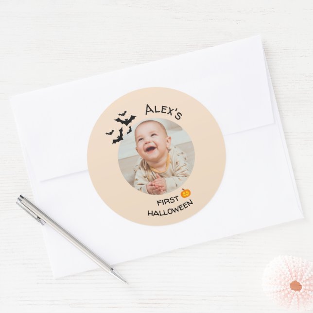 Mein erster Halloween-Sticker| Benutzerdefiniertes Runder Aufkleber (Umschlag)