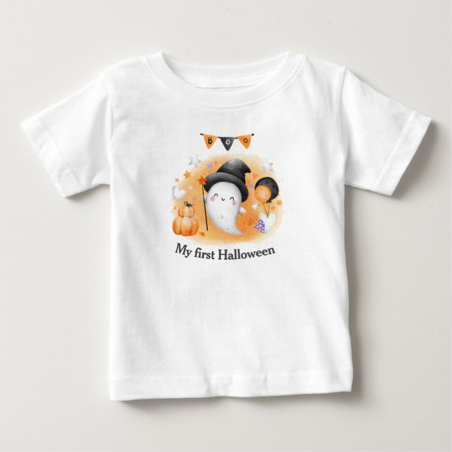 Mein erster Halloween-T - Shirt Orange Boo Ghost (Vorderseite)