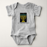 Mein erster Hanukkah-Pop Art Menorah Baby Strampler<br><div class="desc">Mein erster Hanukkah-Pop Art Menorah</div>