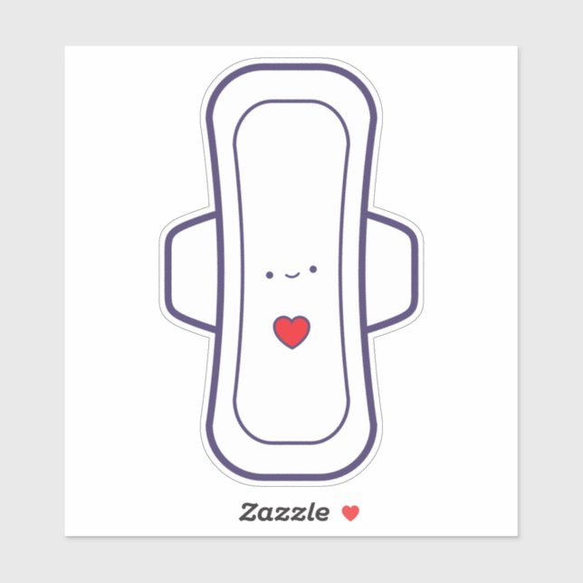 Mein erster Niedlicher Cartoon Menstrual Pad Herzs Aufkleber (Blatt)
