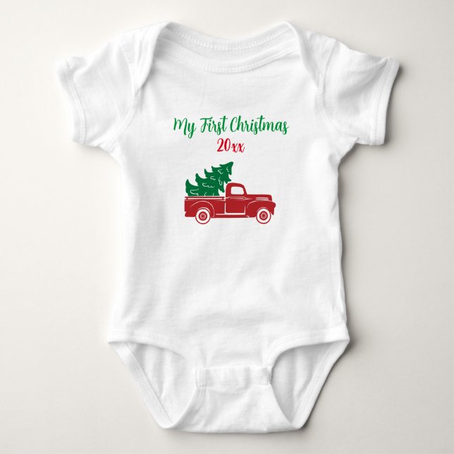 Mein erster Niedlicher Weihnachtsverkehr Baby Strampler (Vorderseite)