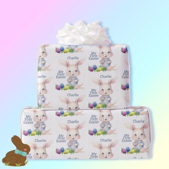Mein erster Osterhasen gibt dem Kind ein Namensges Geschenkpapier (Von Creator hochgeladen)