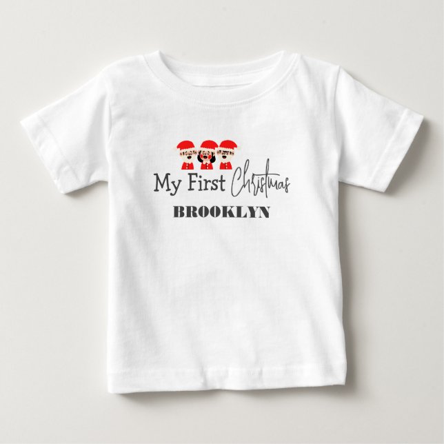 Mein erster Personalisierter Name für das Weihnach Baby T-shirt (Vorderseite)