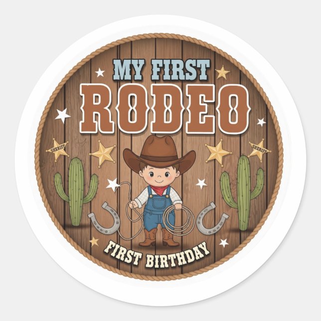 Mein erster Rodeo-Babyaufkleber Runder Aufkleber (Vorderseite)