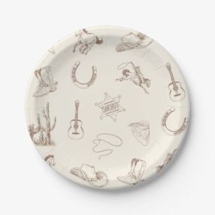 Mein erster Rodeo Cowboy Geburtstag 7" Rundplatte Pappteller
