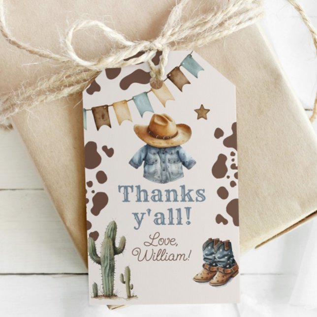 Mein erster Rodeo Cowboy Vielen Dank zum Geburtsta Geschenkanhänger (Von Creator hochgeladen)