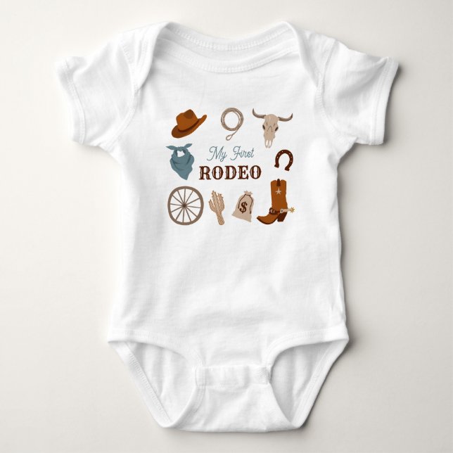 Mein erster Rodeo Western Cowboy First Birthday Bl Baby Strampler (Vorderseite)