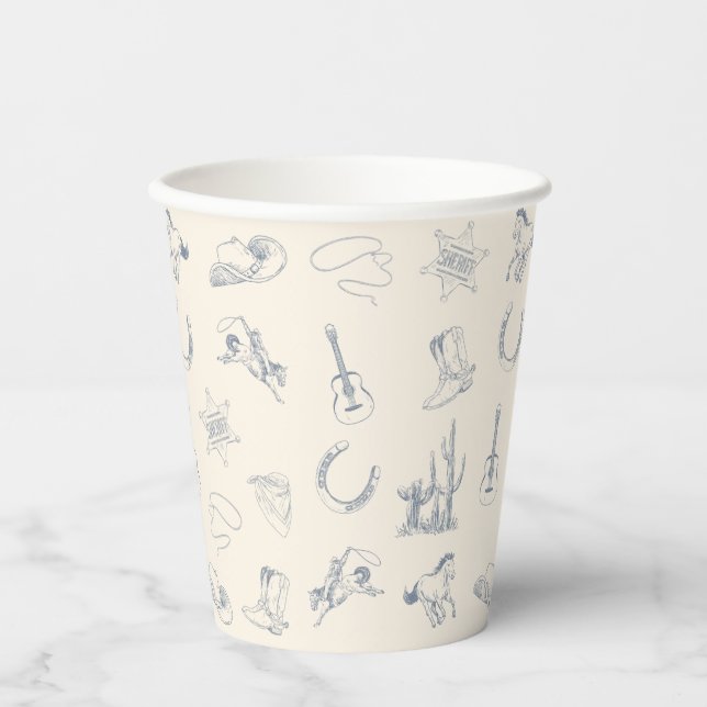 Mein erster Rodeo Western Cowboy Neutral Blue Pappbecher (Vorderseite)