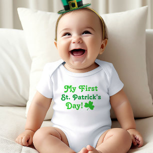 Mein erster St. Patrick's Day Grüner Kleeblatt Baby Strampler