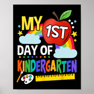 Mein erster Tag Kindergarten Spaß farbenfroher Reg Poster