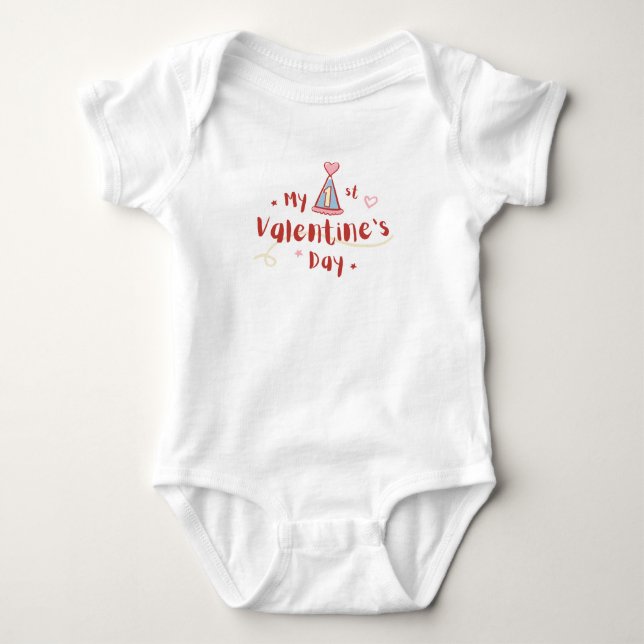 Mein erster Valentinstag Baby Jumpsuit Strampler (Vorderseite)
