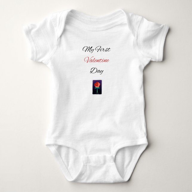 Mein erster Valentinstag, Boys valentinisches Shir Baby Strampler (Vorderseite)