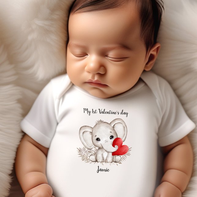 Mein erster Valentinstag Personalisiert Name Niedl Baby Strampler (My 1st Valentine's day Personalized Name Cute Baby Bodysuit)
