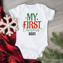 Mein erster Weihnachts-Bright Star Personalisiert  Baby Strampler