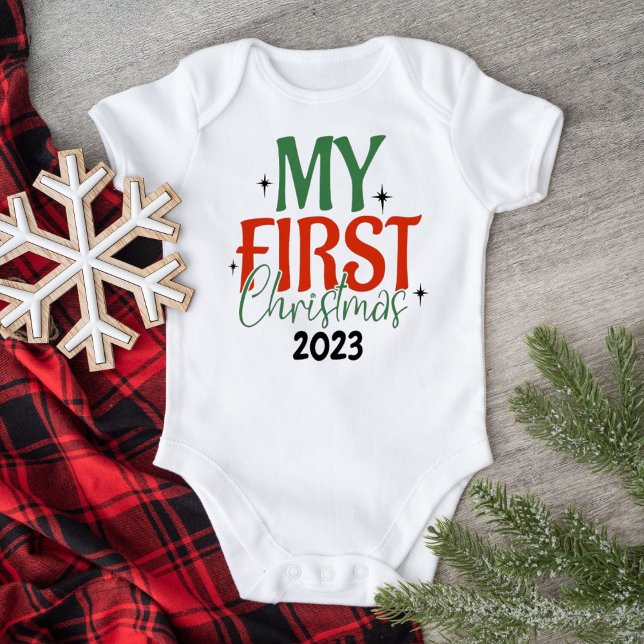 Mein erster Weihnachts-Bright Star Personalisiert  Baby Strampler (Von Creator hochgeladen)