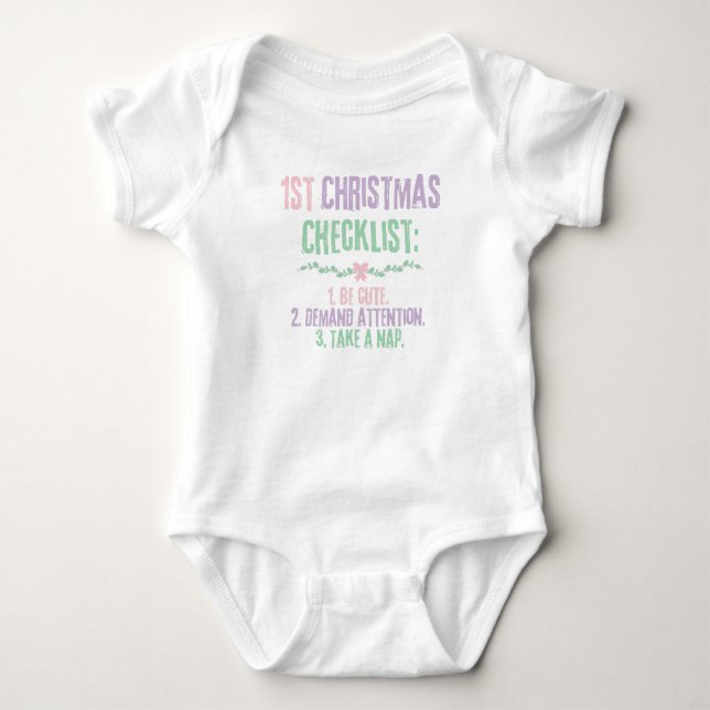 Mein erster Weihnachts-Checkliste-Baby-Bodysuit Baby Strampler (Vorderseite)
